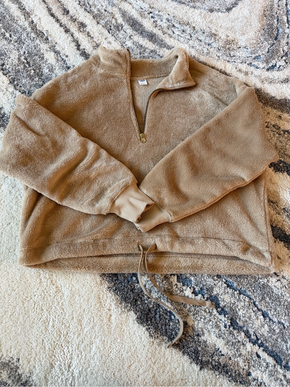 Old Navy Tan Sherpa Half-Zip Pullover
